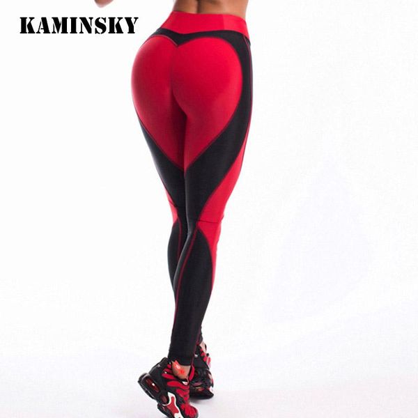

women's leggings kaminsky heart pattern splice women pants harajuku athleisure fitness clothing sportswear elastic sporting, Black