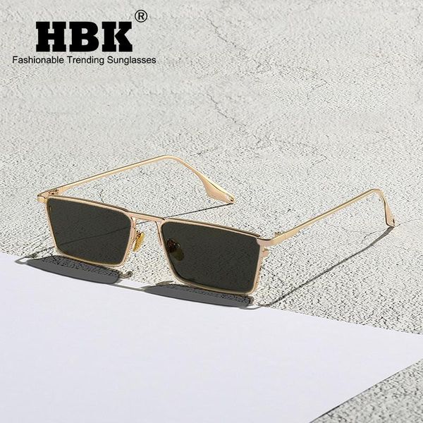 

outdoor eyewear hbk vintage small men's sunglasses rectangle metal narrow female sun glasses night vision driving uv400