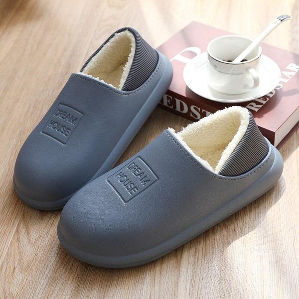 

furry home slippers women winter warm indoor cotton non-slips ladies soft slides waterproof couples shoes zapatillas de casa, Black