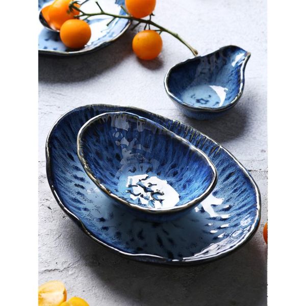 

dishes & plates 2pcs household ceramic bowl saucer appetizer tableware creative design plate for home restaurant and el (snack dish + ingot