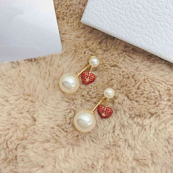 

new five pointed star full diamond love pearl earrings love female versatile super fairy exclusive jewelry sale, Golden;silver