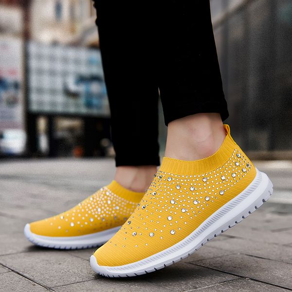 

flat women shoes large sizes rhinestone socks colors matching thick soled old couple shoe sports sneaker woman trainers sneakers 35-43, Black