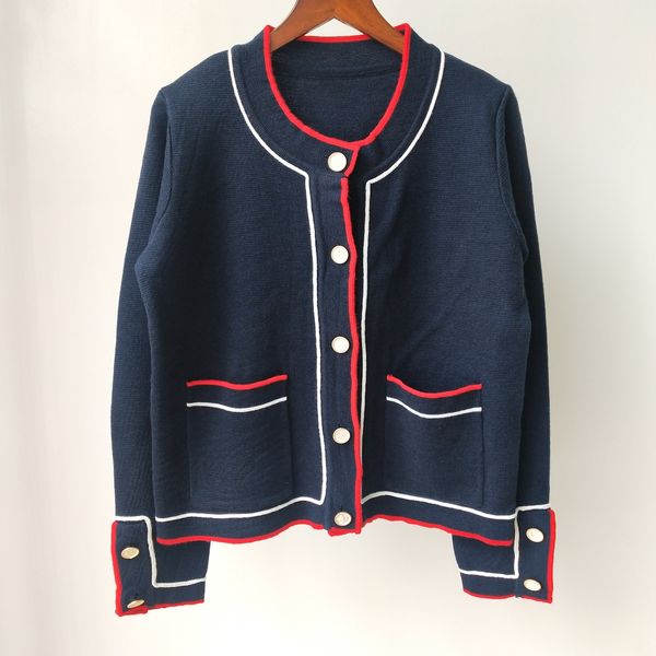 

new in autumn 2021 female luxury brand embroidered pullover ladies fashion long sleeve knit casual v-neck wool cardigan, Black