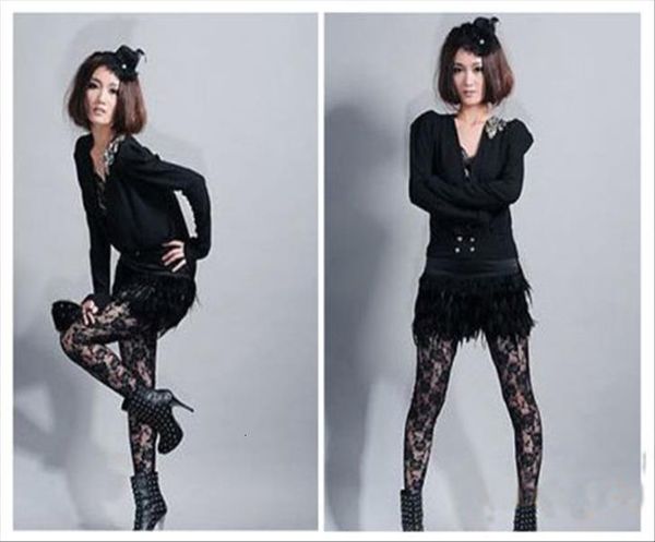 

1pc lace summer sexythin full womens legging ankle length legings floral hollow out, Black