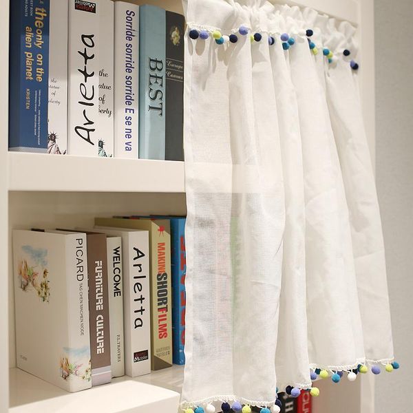 

finished curtains, short pastoral white yarn colored balls curtain & drapes