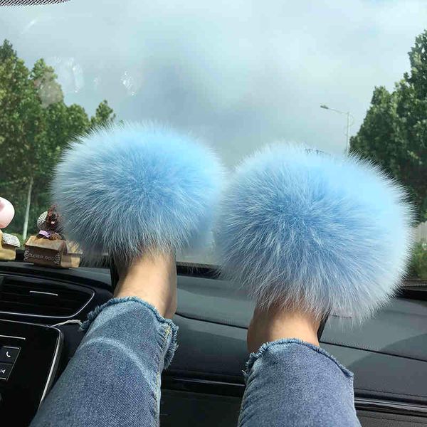 

summer fluffy fur slides plush furry women brand fur slippers, Black