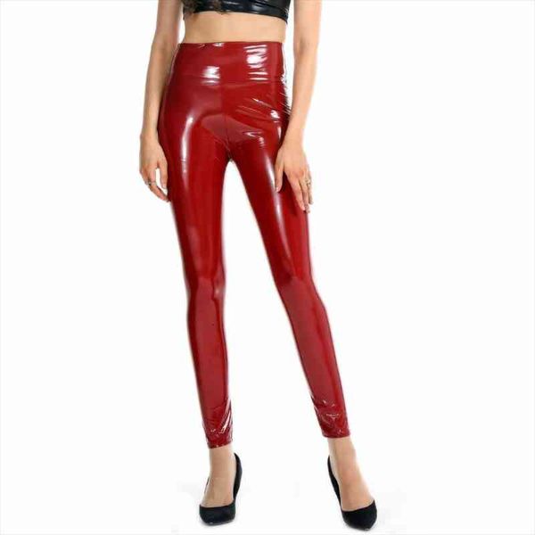 

artificial leather women pvc wetlook push up high waist leggings shiny fitness legging femme trousers streetwear pencil pants, Black;white