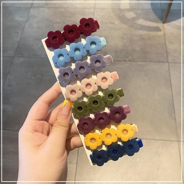 

hair clips & barrettes vcvz ins colorful flower shape pins for women girls gifts kawaii handmade vintage side clip velvet hairpin jewelry, Golden;silver