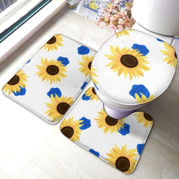 

bath mats sunflower mat 3 piece washable shower bathroom set vintage polyester rug