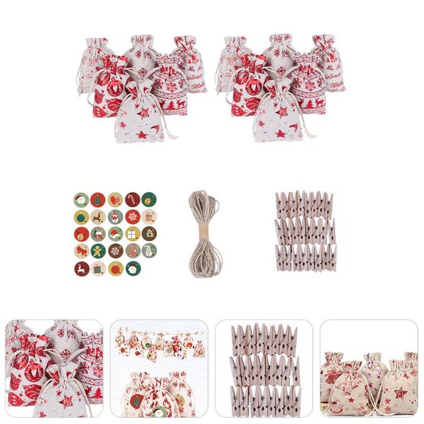 

gift wrap 24 sets drawstring storage bag candy goody pouch for christmas
