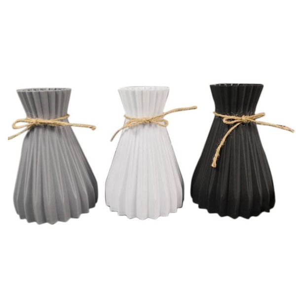 

vases 3pcs imitation ceramic flower vase plastic home decor green plant container