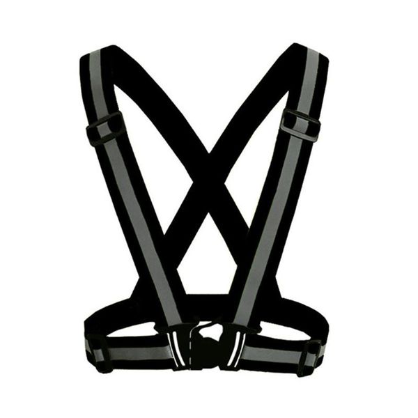 

visibility neon reflective belt safety vest fit for running cycling sports lamp charge colete masculino sport suit 7.25 back support, Black;blue