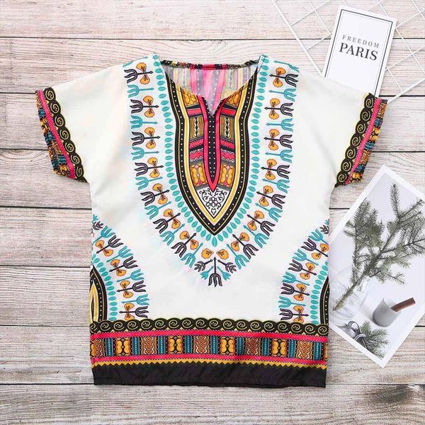 

boys girls bright african colour clothes child cute short sleeve dashiki t shirt kids baby summer casual cotton, Blue