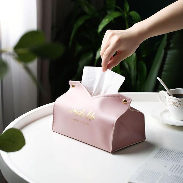 

leather foldable tissue boxes nodic case table decor organizer hand towel bag toilet napkin holder home office storage & napkins