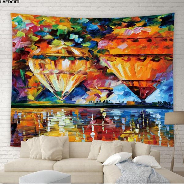 

tapestries oil painting scenery tapestry color hippie ocean tree house design background wall hanging cloth living room bedroom home decor
