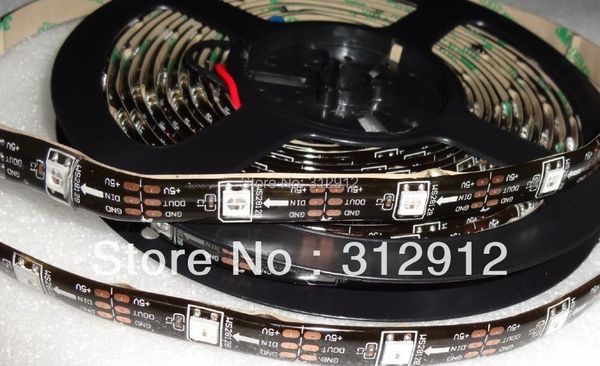 

5m dc5v black pcb ws2812b led pixel srip,ip65,30pcs ws2812b/m with 30pixels;waterproof in silicon coating strips