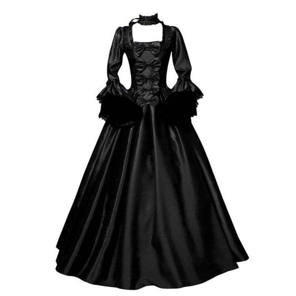 

casual dresses 2021 women vintage dress fall retro gothic long sleeve elegant classic ladies tunic black vestidos drop shop, Black;gray