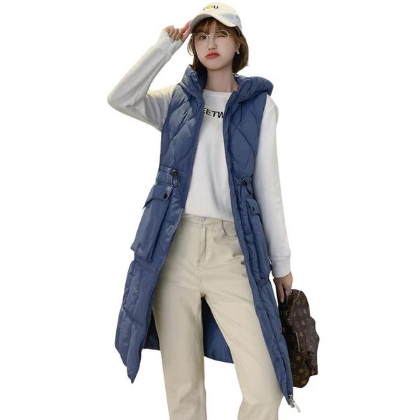 

women's vests qimage winter vest plus size women waistcoat long thick warm female silm short cotton sleeveless, Black;white