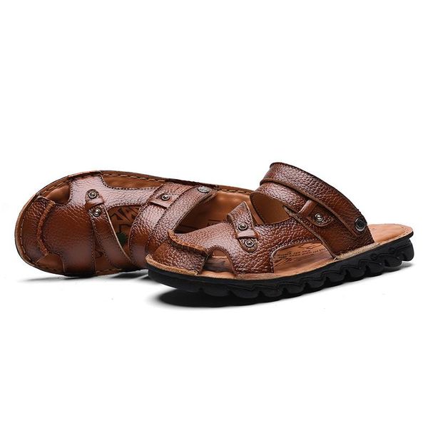 

sandals summer sandles comfort mens outdoor praia leather male genuine sandalia sandalhas big plage piel sandales man sandalias, Black