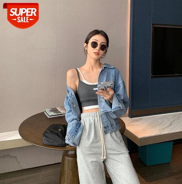

small short denim jacket women korean style loose bf wind retro #bi1z, Black;gray