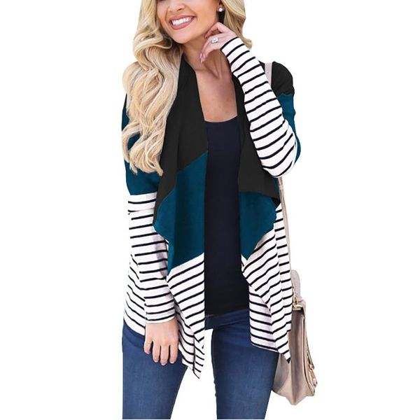 

women's jackets patchwork jacket coat women color block irregular lapel cape outerwear & coats long sleeve casual cardigan fashion 202, Black;brown