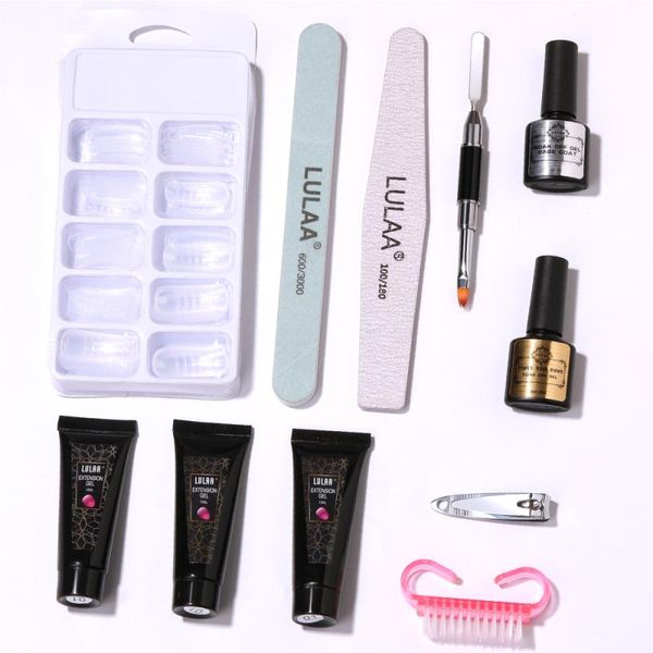 

nail art kits 12pc/set acrylic gel poly crystal manicure extension builder jelly hard for nails led uv