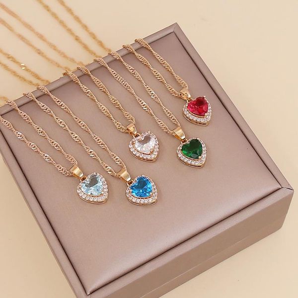

pendant necklaces fashion women heart necklace elegant luxurious rhinestone wedding engagement neck chain jewerly gifts, Silver