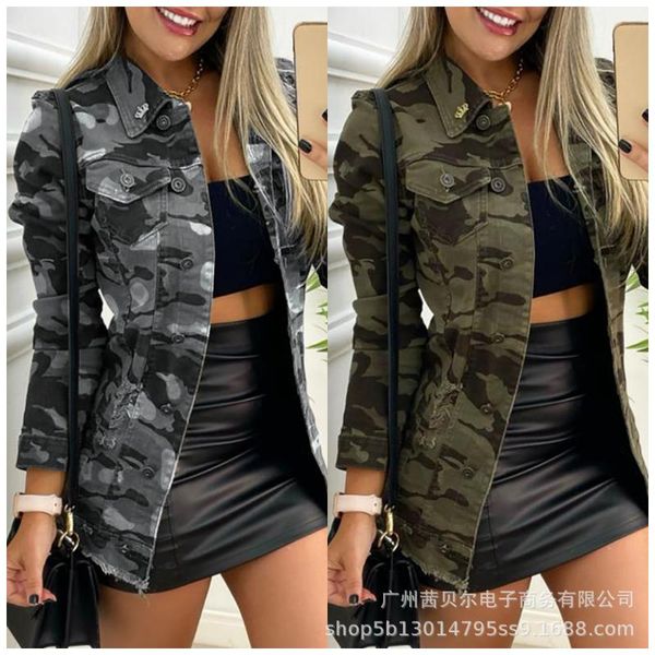 

women's jackets autumn 2021 women camouflage casual jacket, Black;brown