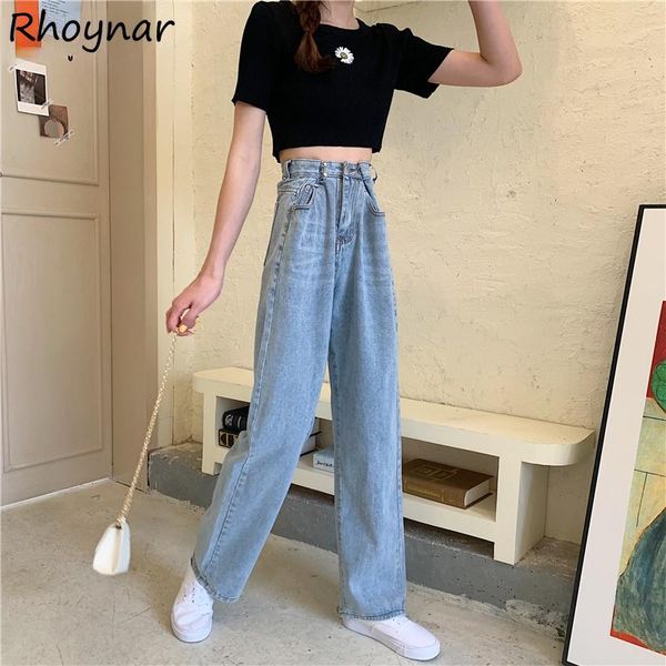 

women's jeans women solid casual simple soft summer females straight loose ulzzang streetwear vintage chic clothing classic vacation in, Blue