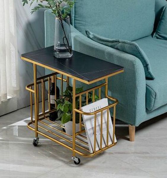 Sofá Nordic Moderno Moderno Quarto Mobiliário Luz Chá Luxo Pequeno Mesa Quadrada Movente Rolo Lado Lado Trolley Storage Integração