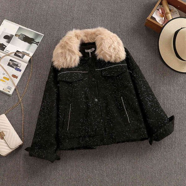 

jacket lazy female-style fur coat from fake collar winter quilted warm jackets outwear bomber windbreake manteau femme, Black;brown