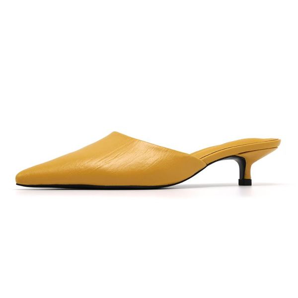 

spring 2021 outdoor fashion pointed toe sandals low heel fruit color casual thin comfortable slipper woman slippers, Black