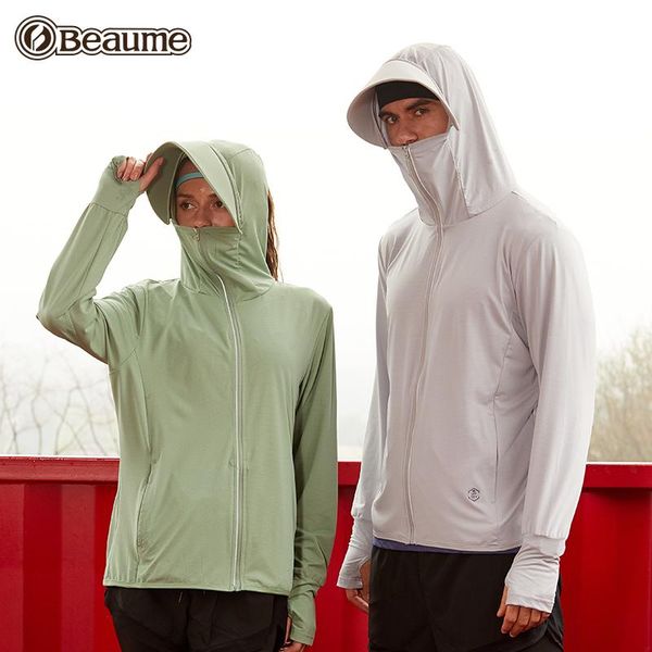 

beaume brand men's hooded camping hiking long sleeve sunscreen solid color sweatshirt running jackets, Black;red