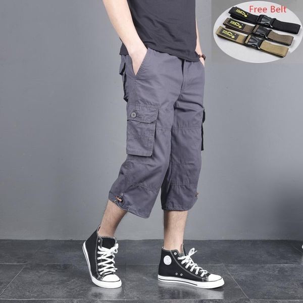 

military style summer men baggy cargo cotton knee length pant casual trouser male large loose big size khaki xxl 3xl 4xl 5xl men's shor, White;black