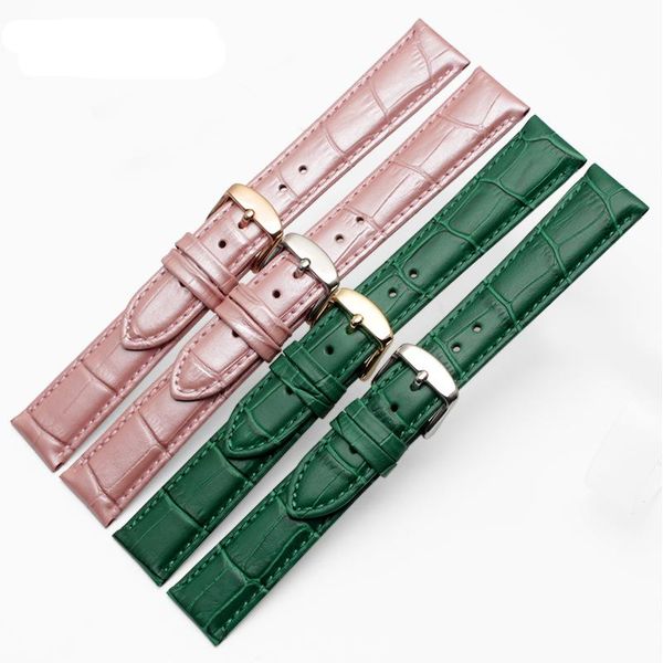 

watch bands band genuine leather straps 16mm 18mm 20mm 21mm 22mm accessories women pink and green watchbands, Black;brown