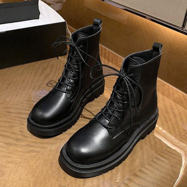 

boots short tube women 2021 spring and autumn handsome versatile motorcycle casual fashion trend, Black