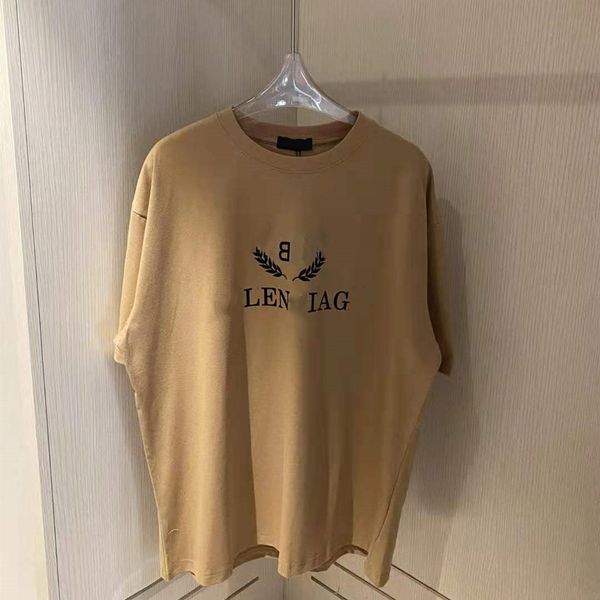 

21 spring and summer new fashion paris home wheat print simple fresh leisure loose couple short sleeve, White