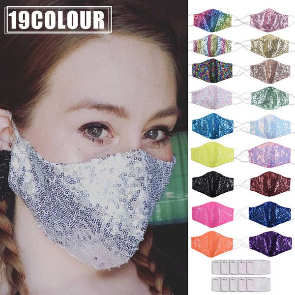

sequin personalized mask, shiny dust colorful three layers with filter
