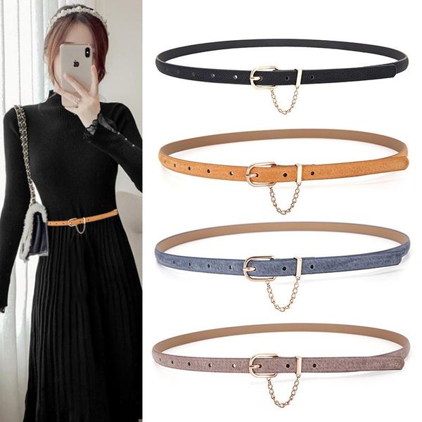 

belts woman jeans belt leather for women waist ceinture femme gold buckle pig skin designer fashion ladies, Black;brown