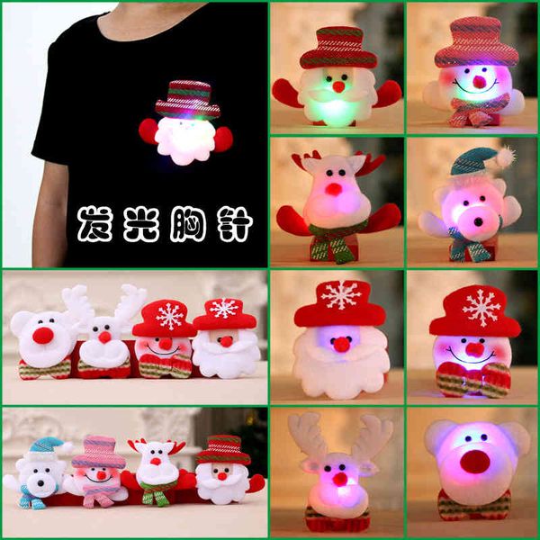 

christmas decorative products luminous brooch badge old man snowman bear gift