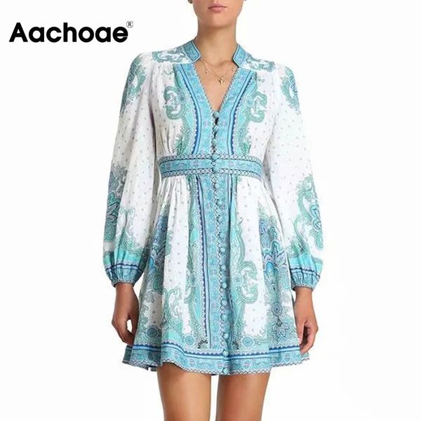 

women vintage a line mini dress v neck button up chic printed dress female long sleeve elegant dresses 2021 vestidos, Black;white