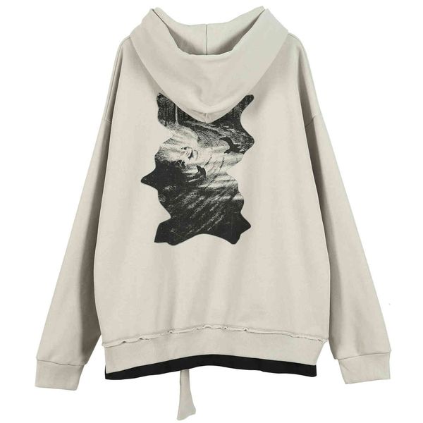 

hoodies false two-piece embroidered letter shredded pullover holes of the hipster hip men sweaters streetwear, Black