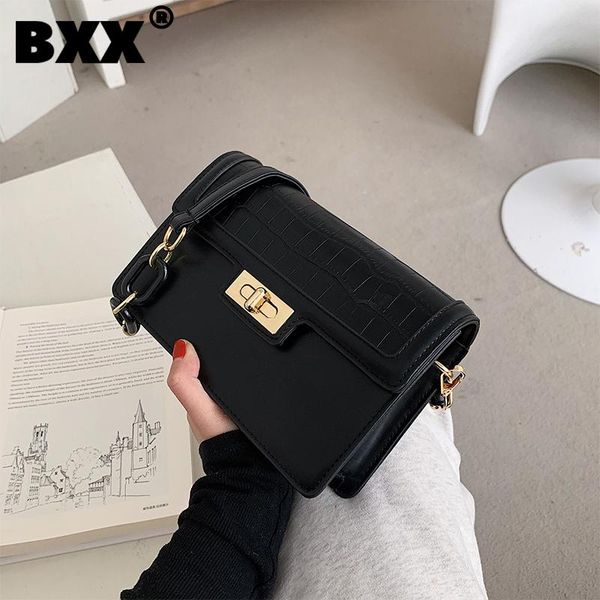 

cross body [bxx] ladies vintage black pu leather bags simple women 2021 fashion shoulder hand bag lady trend handbags purses cb679