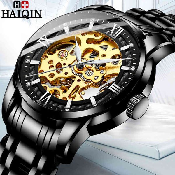

watches haiqin luxury men buisness automatic machines waterproof casual mode sport relogio mecanico, Slivery;brown