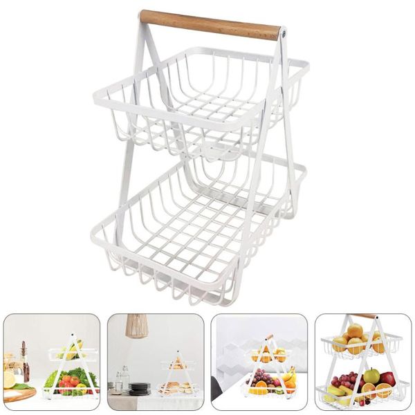 

storage baskets 1pc basket double-layer fruit kitchen drain (white)
