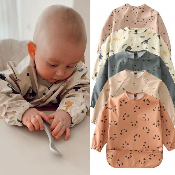 

bibs & burp cloths let's make baby long sleeve kids aprons waterproof with pocket babies stuff children meal eating for boy girl