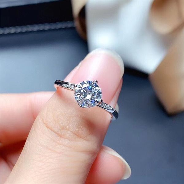 

cluster rings moissanite ring 1ct vvs lab diamond luxury fine jewelry for women wedding party anniversary gift real 925 sterling silver, Golden;silver