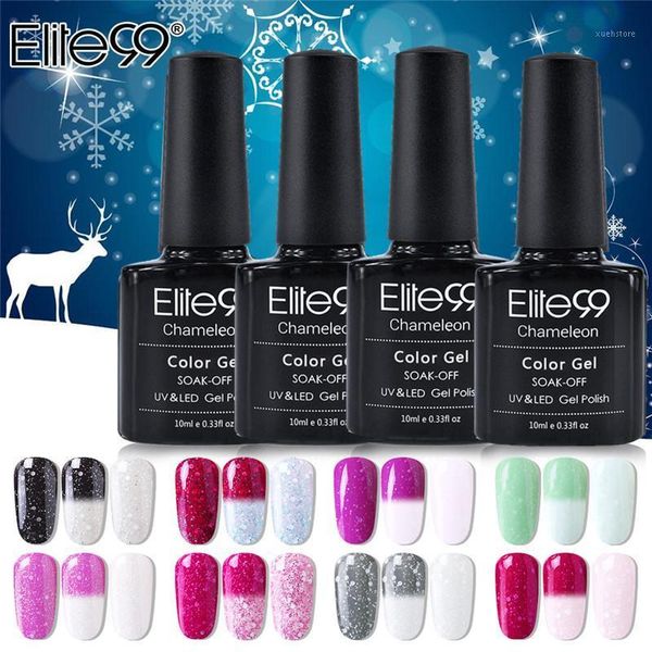 

elite99 snowy thermal color changing gel nail polish shimmer glitter 3 colors temperature uv1, Red;pink