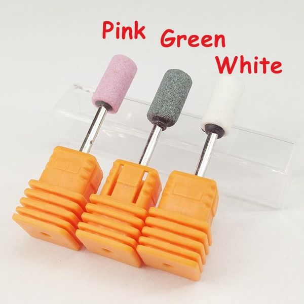

nail art equipment promational factory price 1pcs flat ceramic stone clean bit drill 3/32" shank size rotary maill tools, Silver