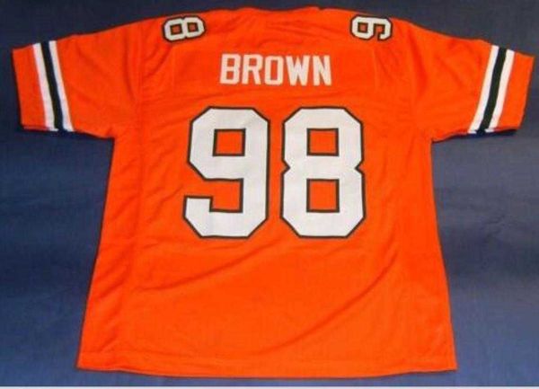 

custom men youth women vintage #98 jerome brown of miami hurricanes football jersey size s-5xl or custom any name or number jersey, Black